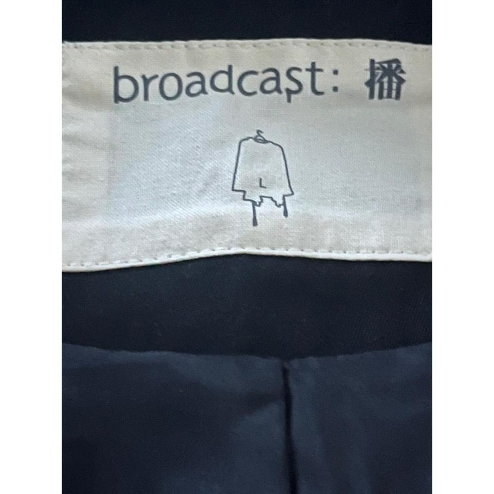 Broadcast Black Double Breasted Peacoat Jacket Size S Minimalist Cotton Trench - Picture 7 of 8
